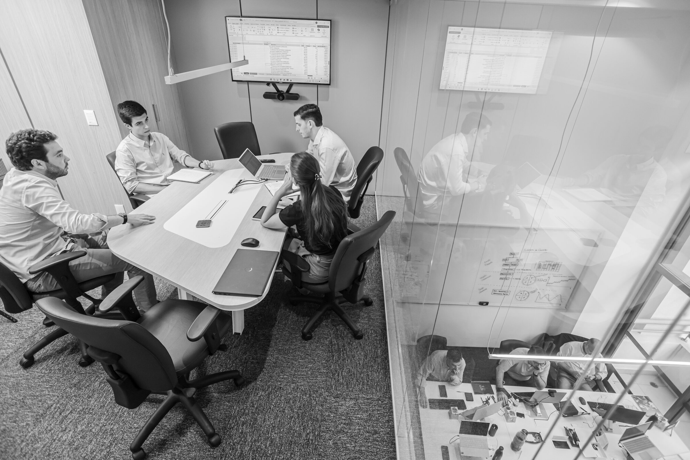 Professional team reviewing evidence in a strategy meeting
